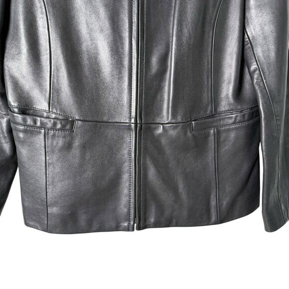 Petite Sophisticate Vintage Black Genuine Leather Jacket Zipper Front, Sz M - Picture 5 of 10